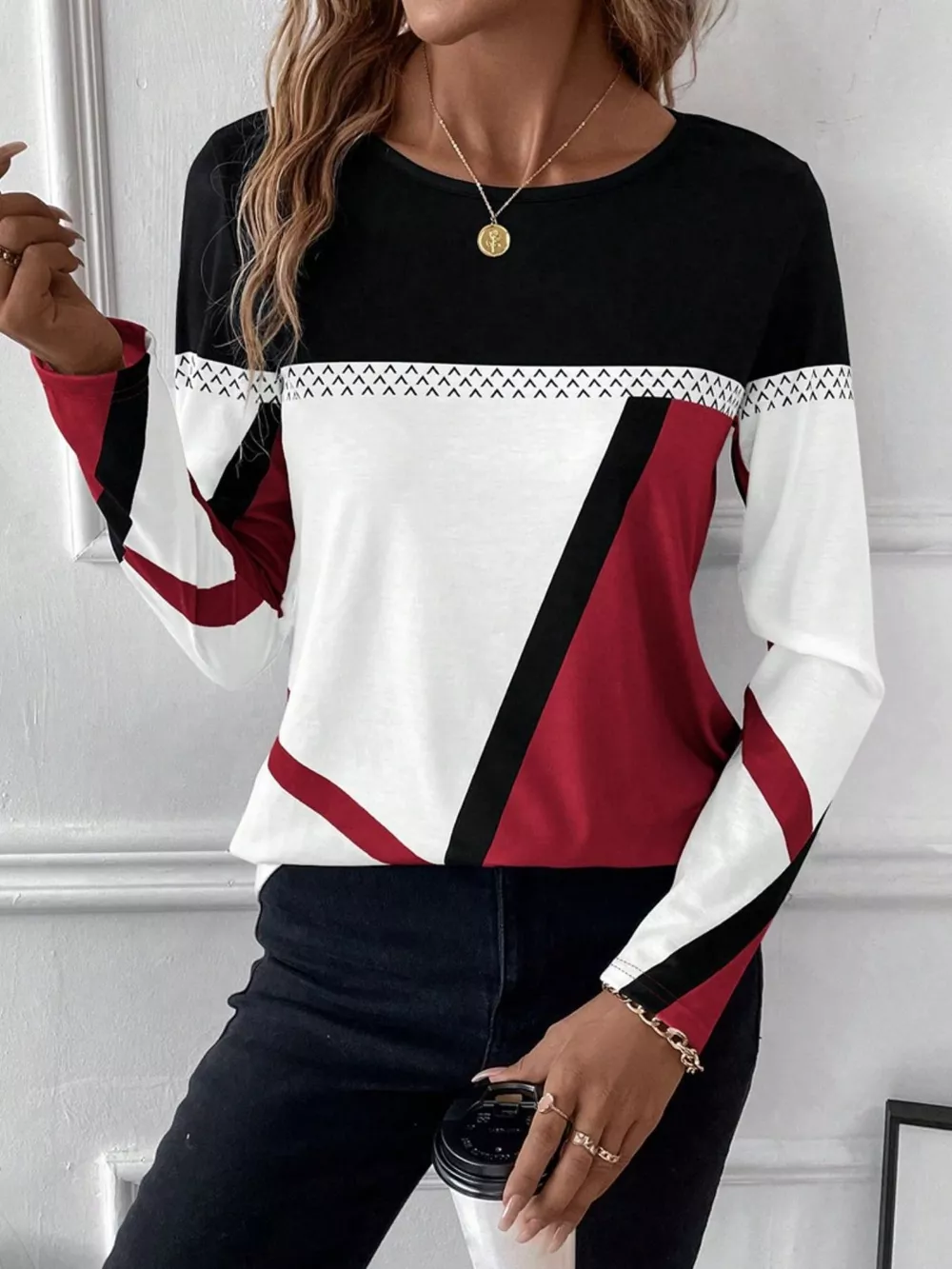 Color Block Long Sleeve T-Shirt, image 8