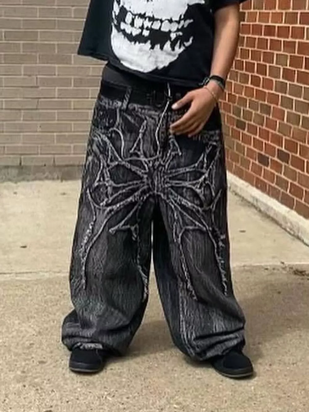 Men's Full Size Spider Wide-Leg Streetwear Jeans Plus Size, image 5