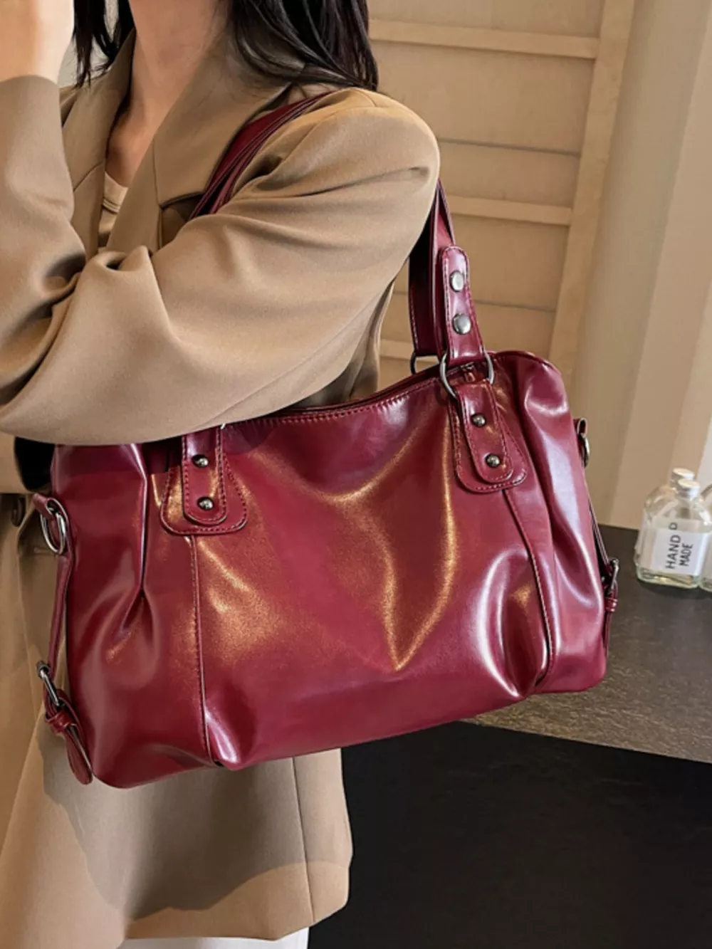 Vintage Style Leather Handbag, image 9