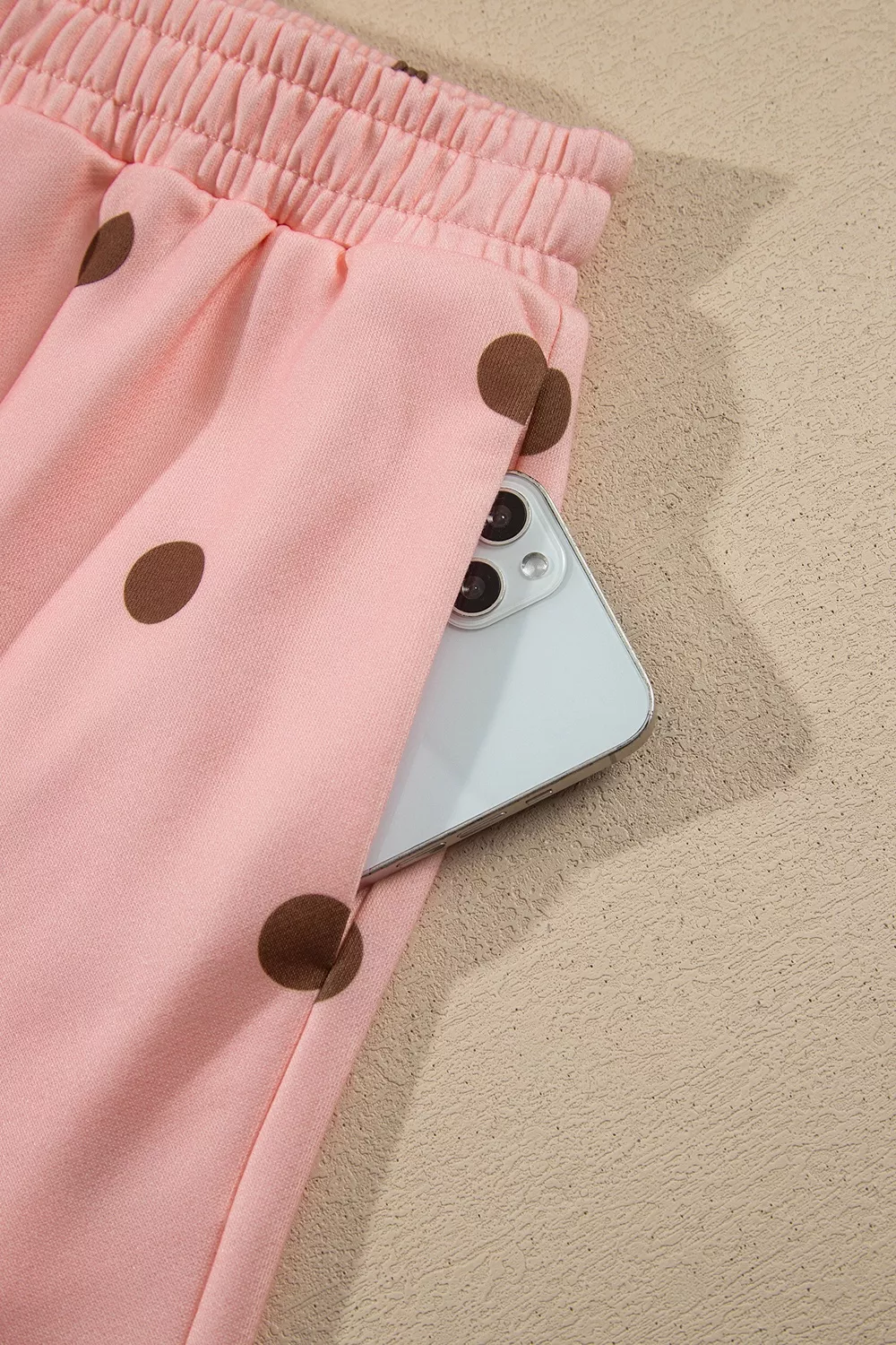 Polka Dot Long Sleeve Sweatshirt and Shorts Lounge Set, image 10