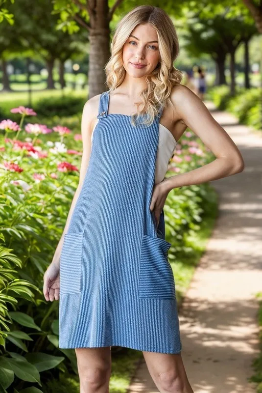 Full Size Ribbed Sleeveless Mini Tank Dress Plus Size