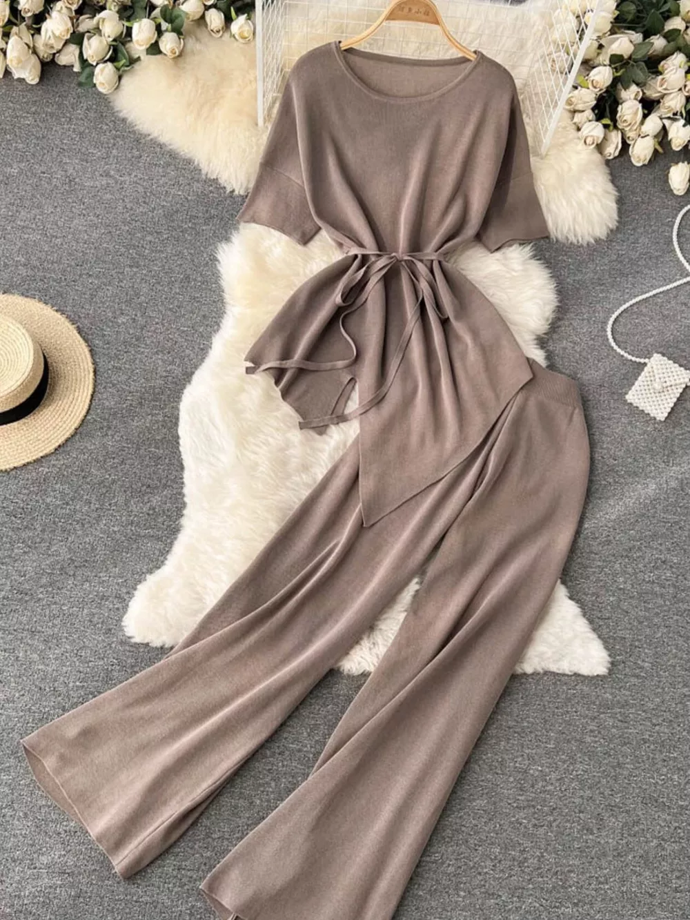 Short Sleeve Top and Wide Leg Pants Set, image 16
