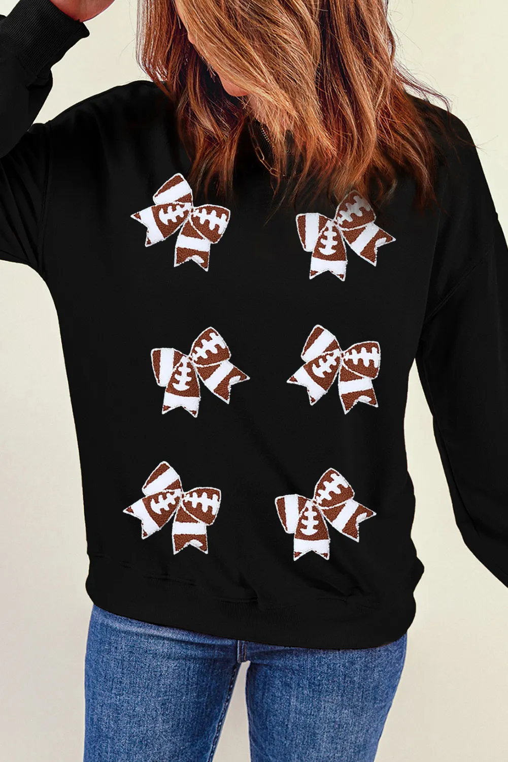 Bow Round Neck Long Sleeve Sweatshirt, image 2