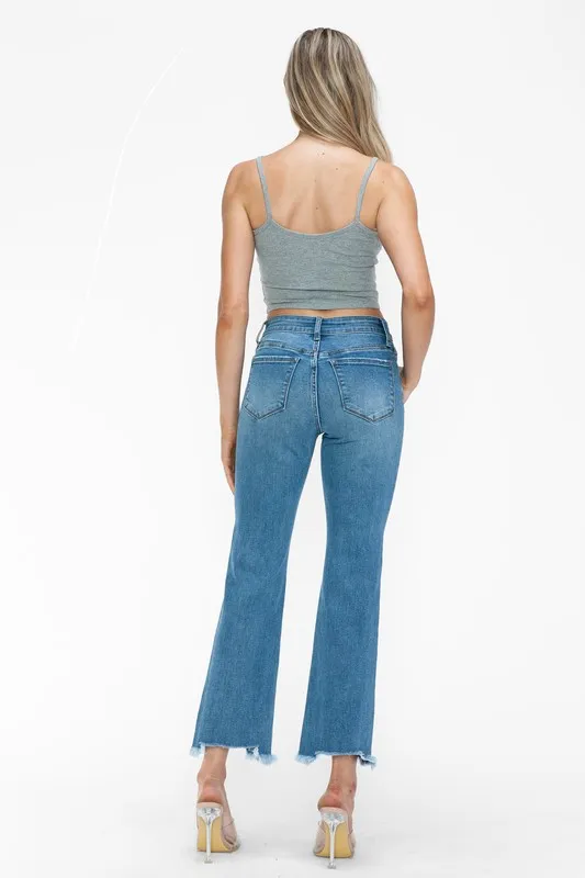 Raw Hem Distressed Mid Rise Crop Jeans, image 7