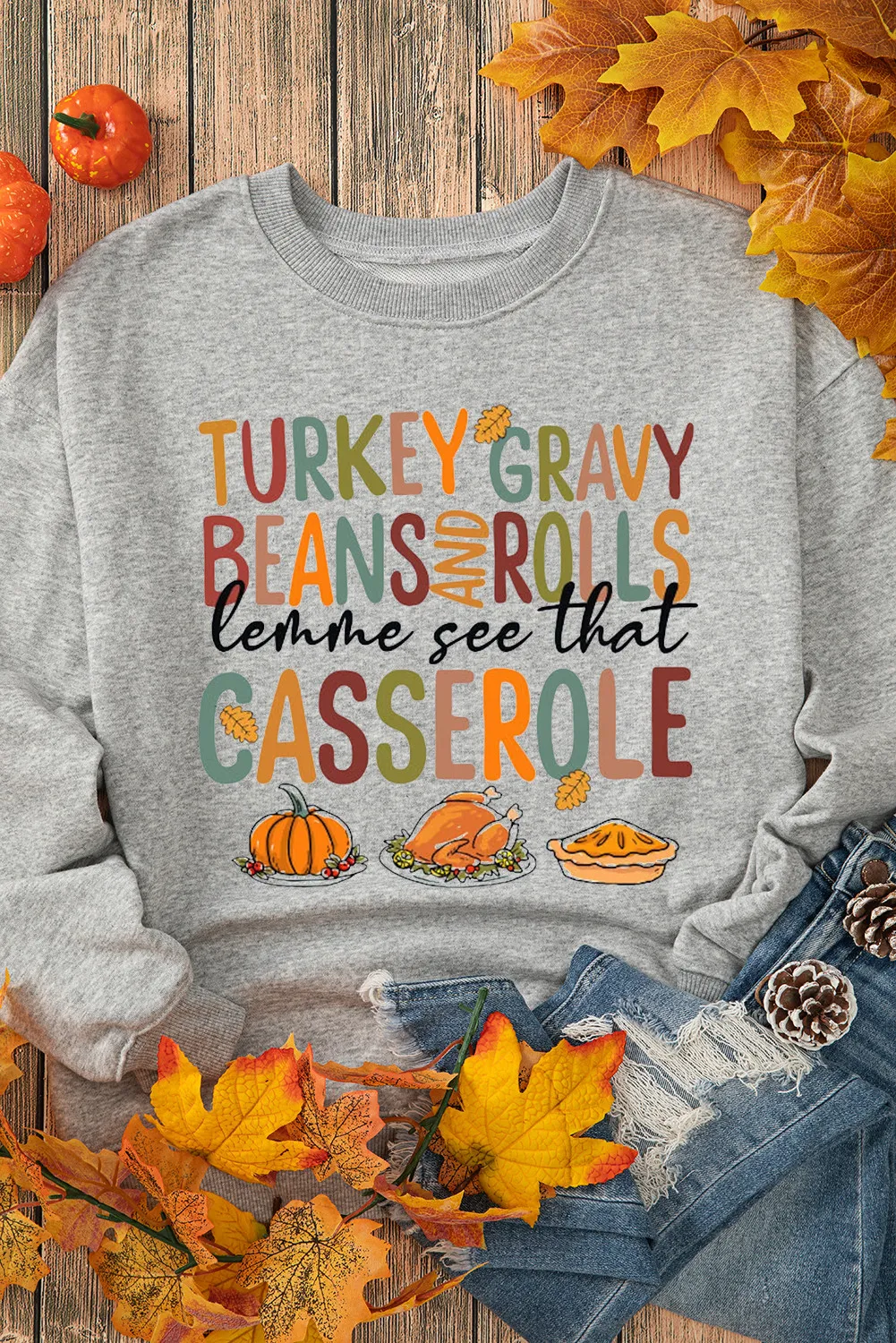 Letter Graphic Round Neck Long Sleeve Sweatshirt, image 3