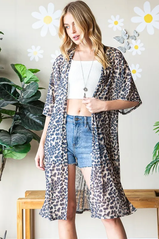 Full Size Leopard Open Front Cardigan Plus Size, image 14