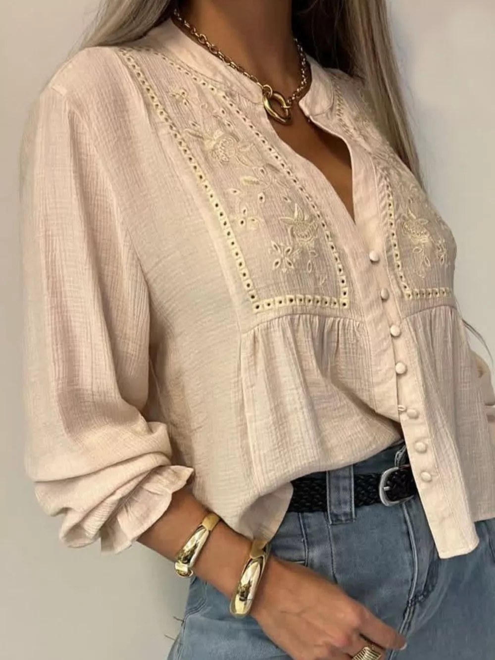 Embroidered Detail Button-Down Shirt, image 3