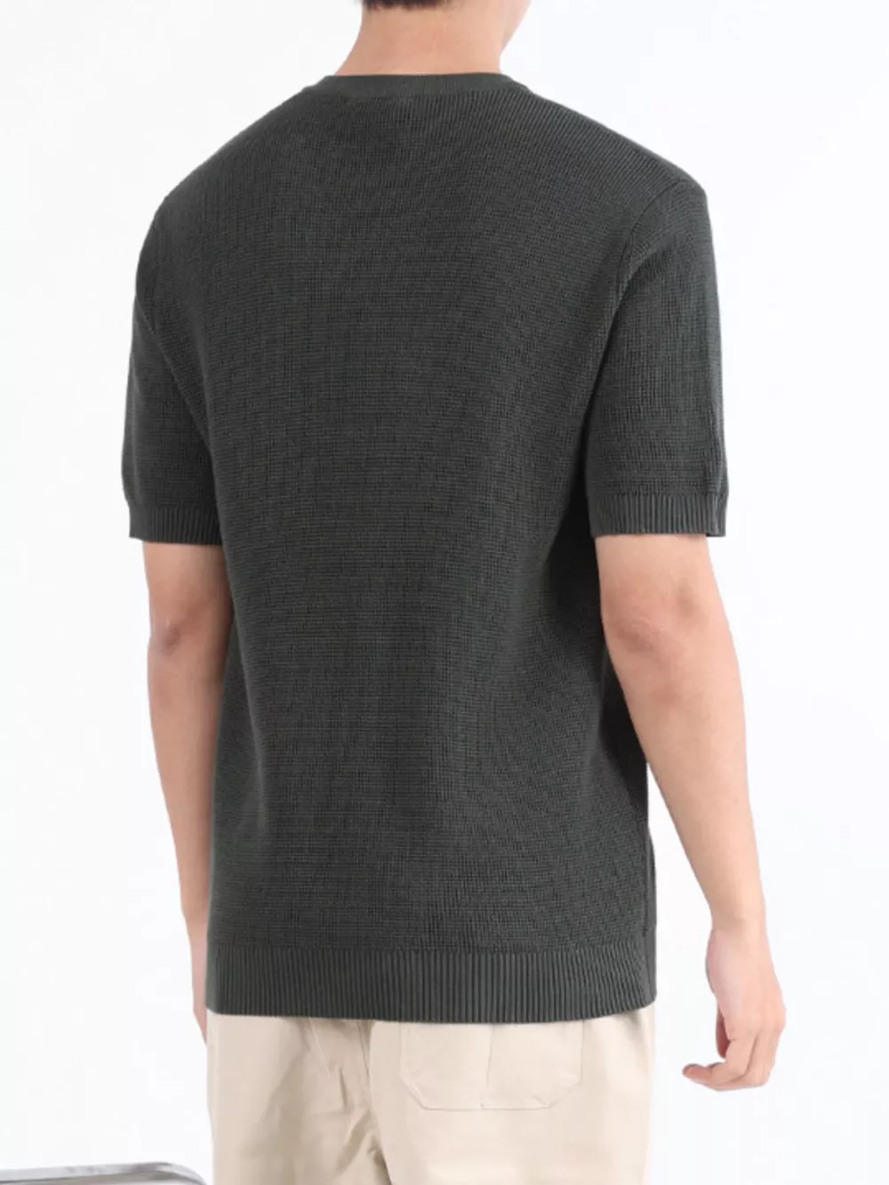 Men's Plus Size Textured Knit Henley T-Shirt, image 4