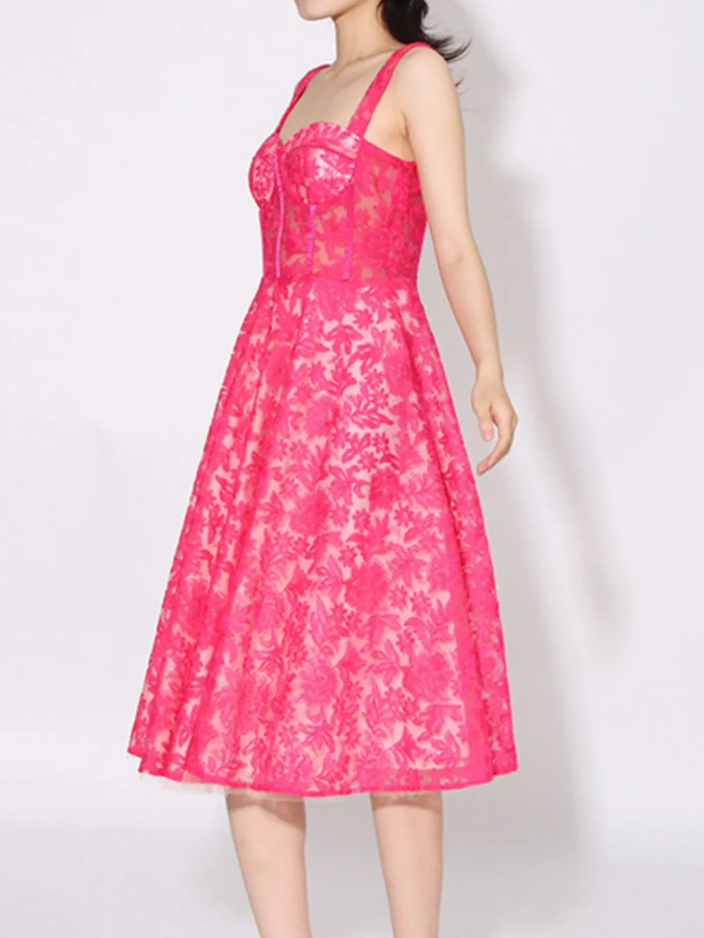 Lace Sweetheart Neck Cami Dress, image 3