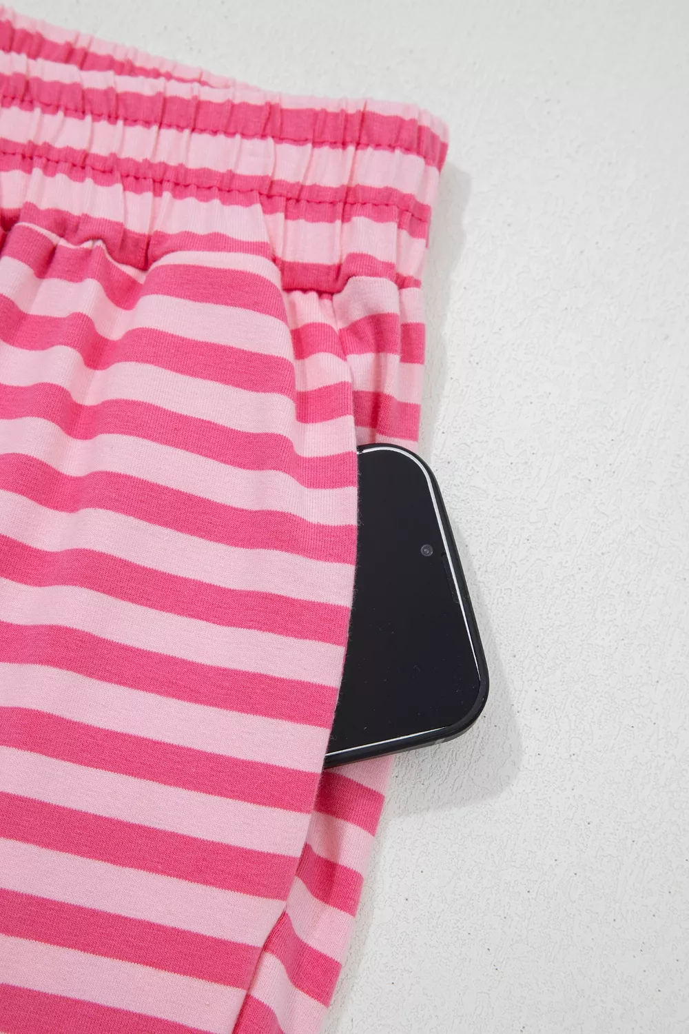Stripe Drop Shoulder Round Neck Top and Buttoned Straight Pants Two Piece Set, image 12