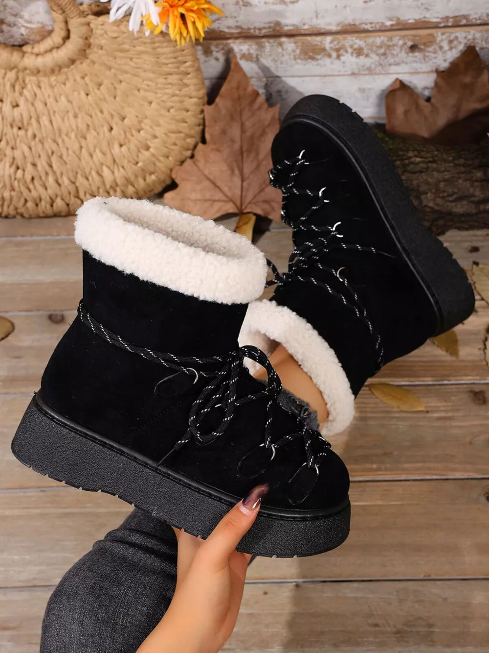 Round Toe Lace Up Platform Boots, image 3