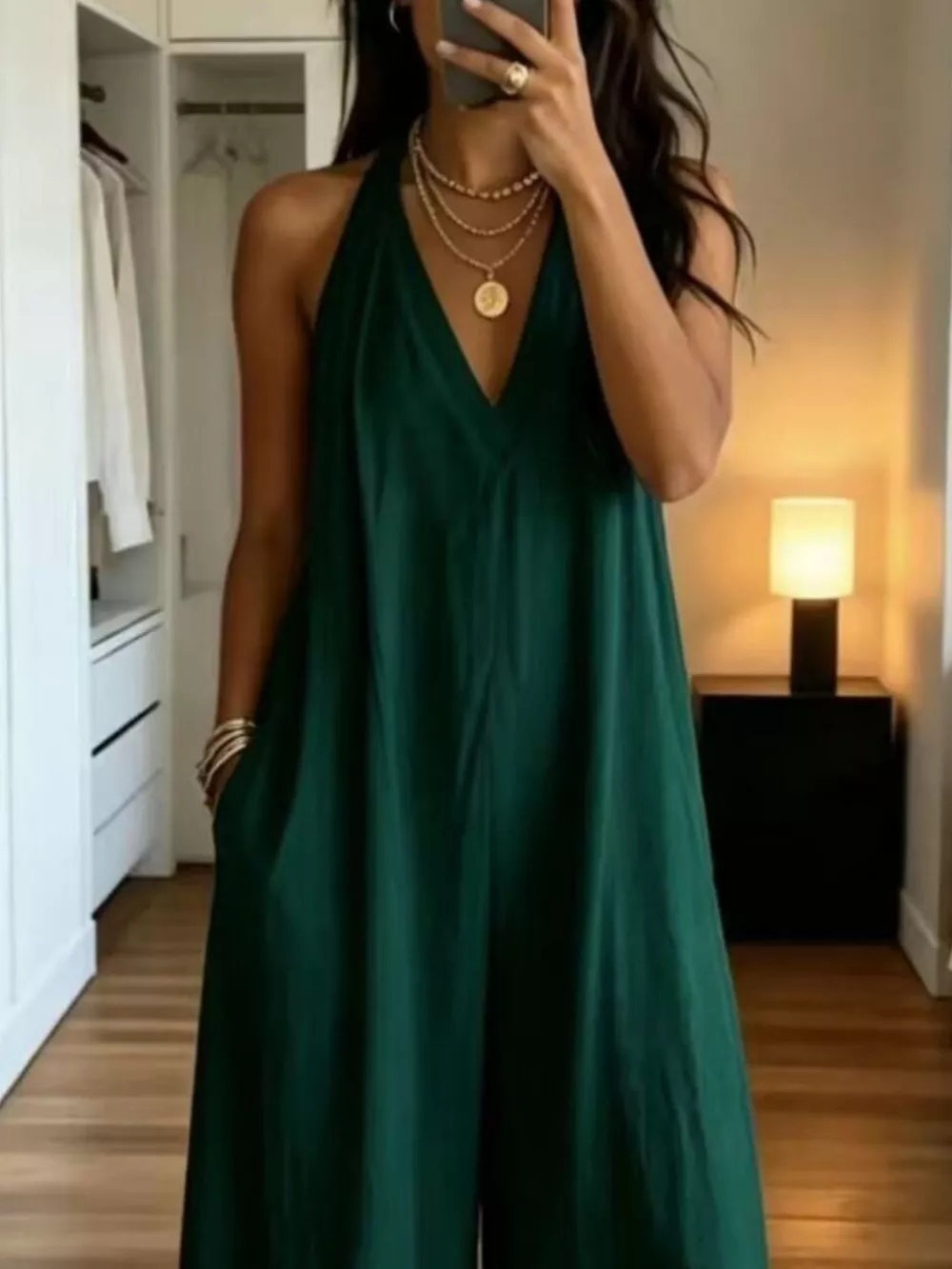 Full Size Halter Neck Wide-Leg Jumpsuit Plus Size, image 8