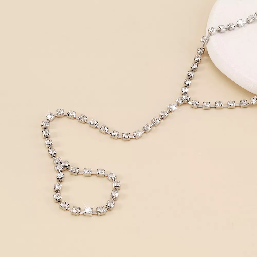 Alloy Rhinestone Bracelet with Ring, image 10
