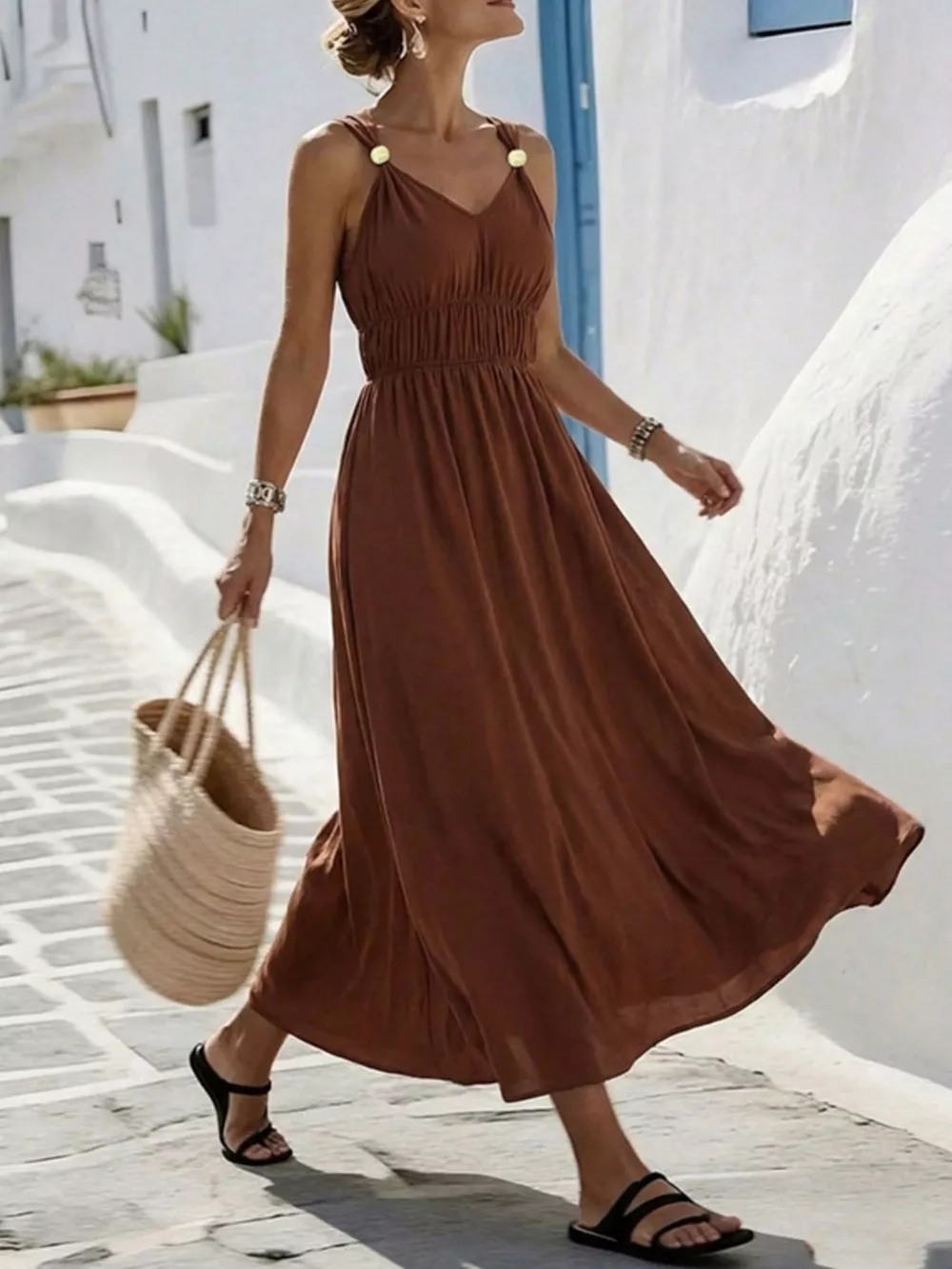 V-Neck Sleeveless Maxi Dress, image 5