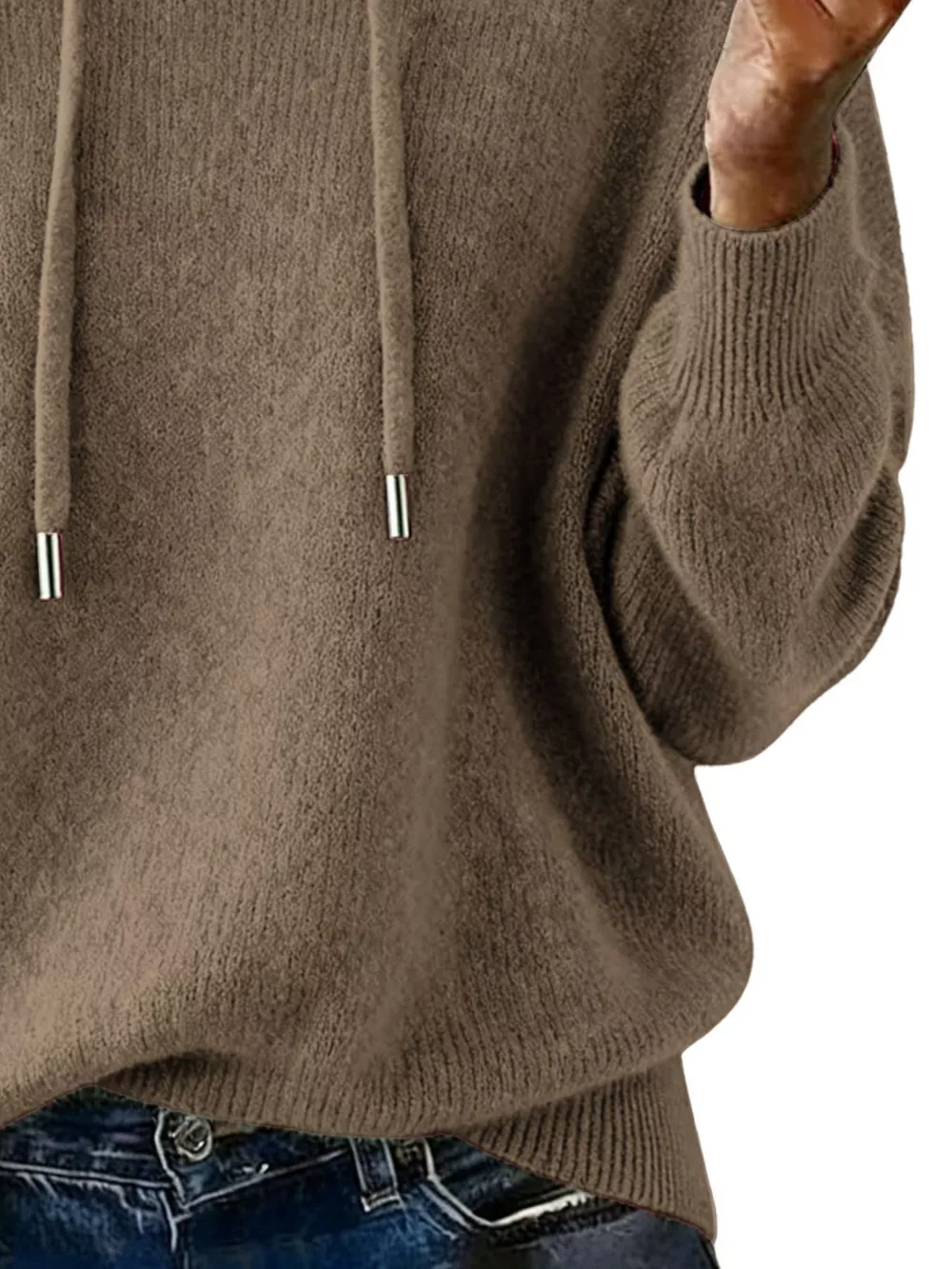 Drawstring Long Sleeve Hooded Sweater, image 21