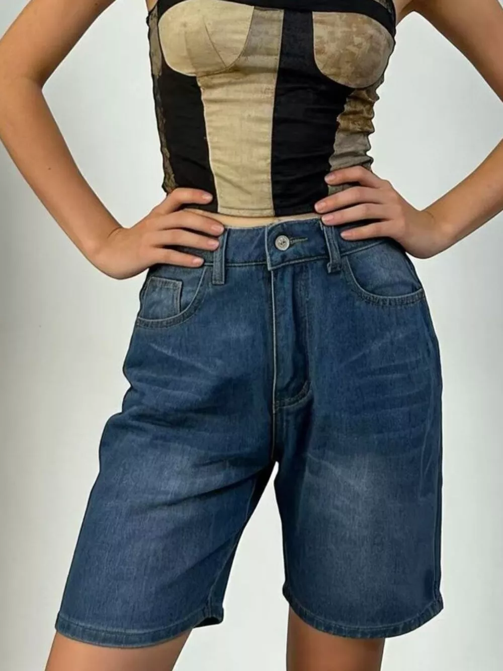 High Waist Denim Shorts, image 3
