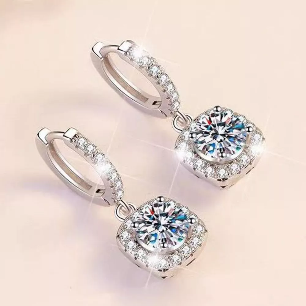 1 Carat Moissanite 925 Sterling Silver Drop Earrings, image 6