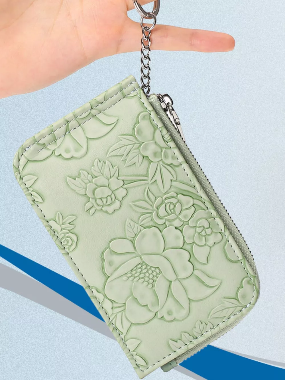 Embossed Floral Leather Bifold Wallet, image 4