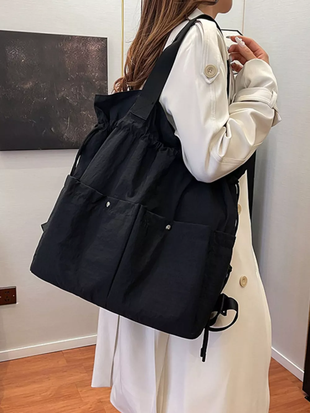 Drawstring Closure Lightweight Backpack Bag, image 2