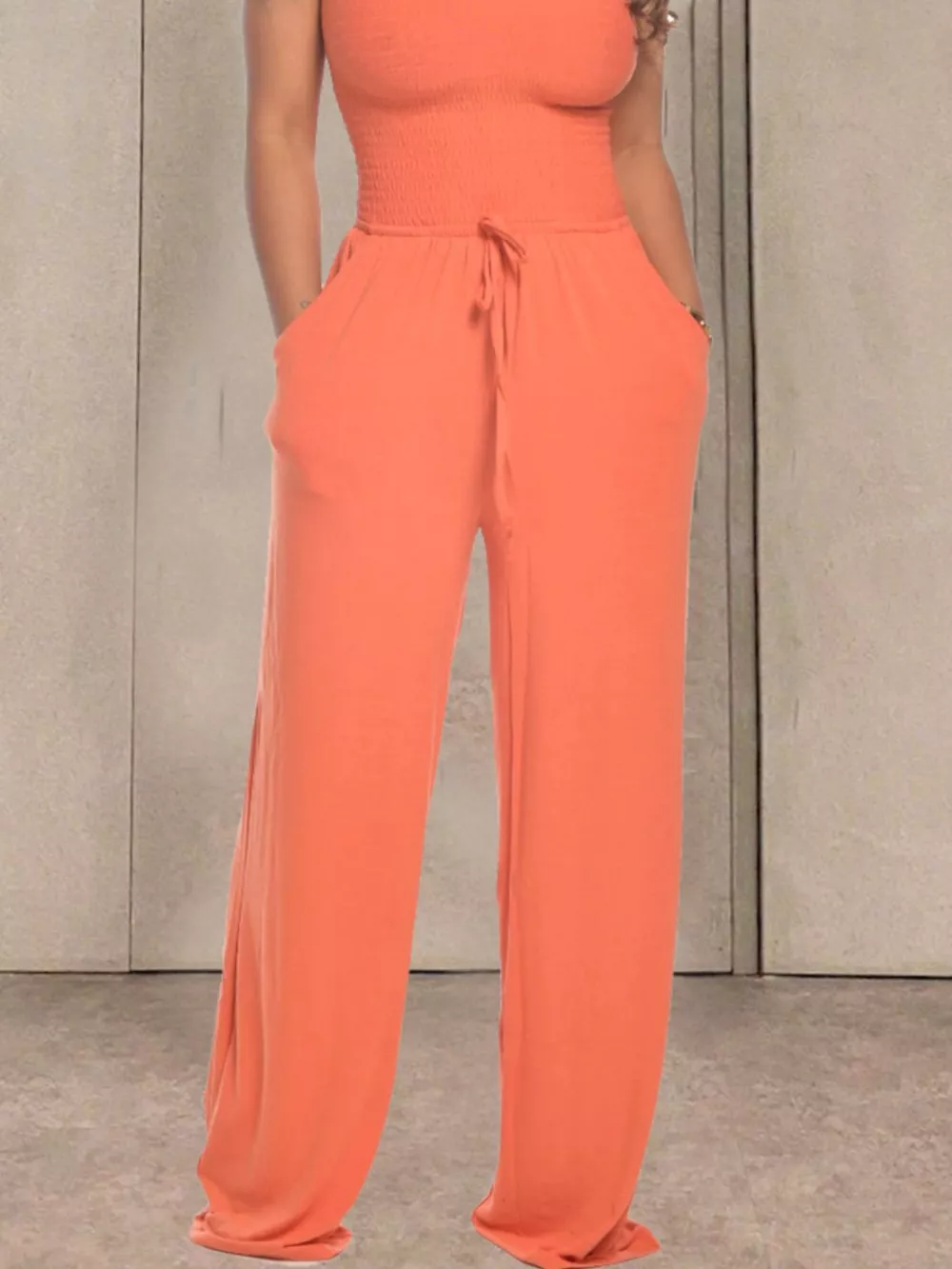 Strapless Smocked Wide-Leg Jumpsuit, image 15