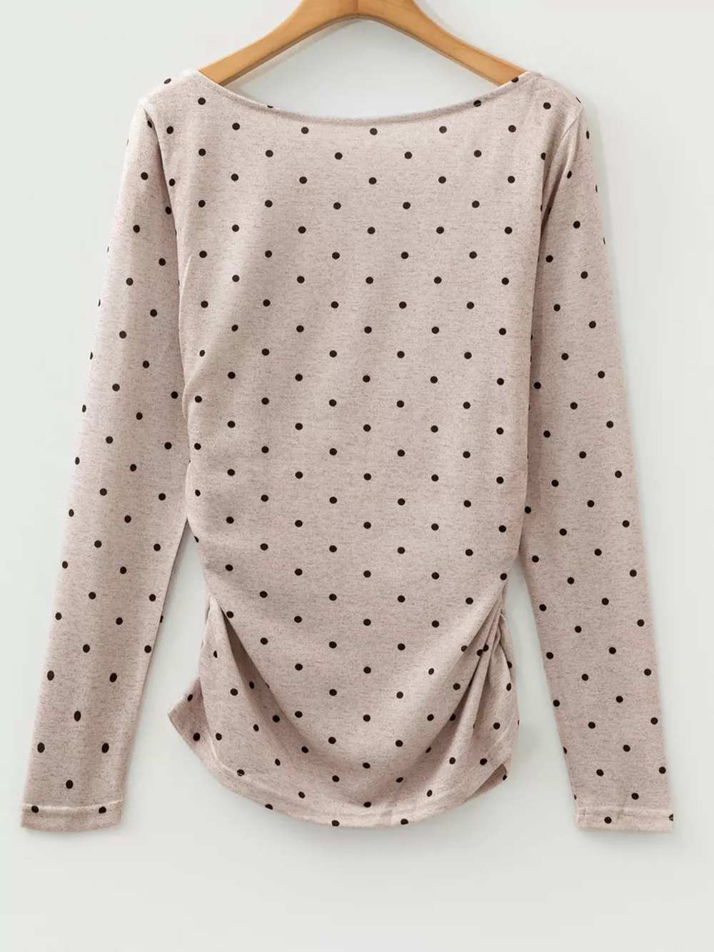 Polka Dot Boat Neck Knit Long Sleeve T Shirt, image 12