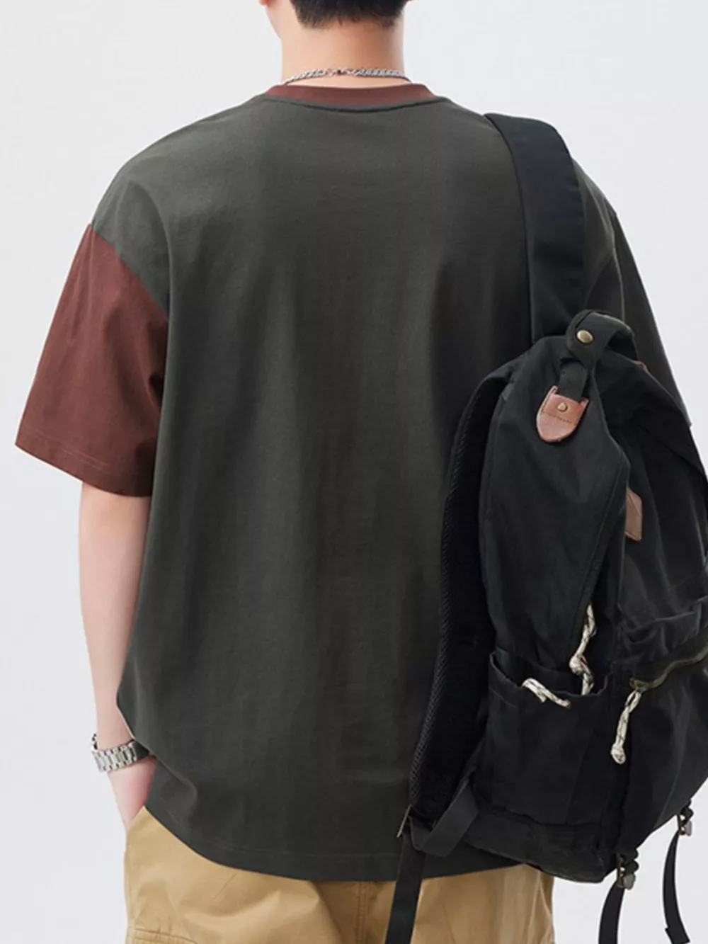 Men's Plus Size Color Block Round Neck Short Sleeve T-Shirt, image 2