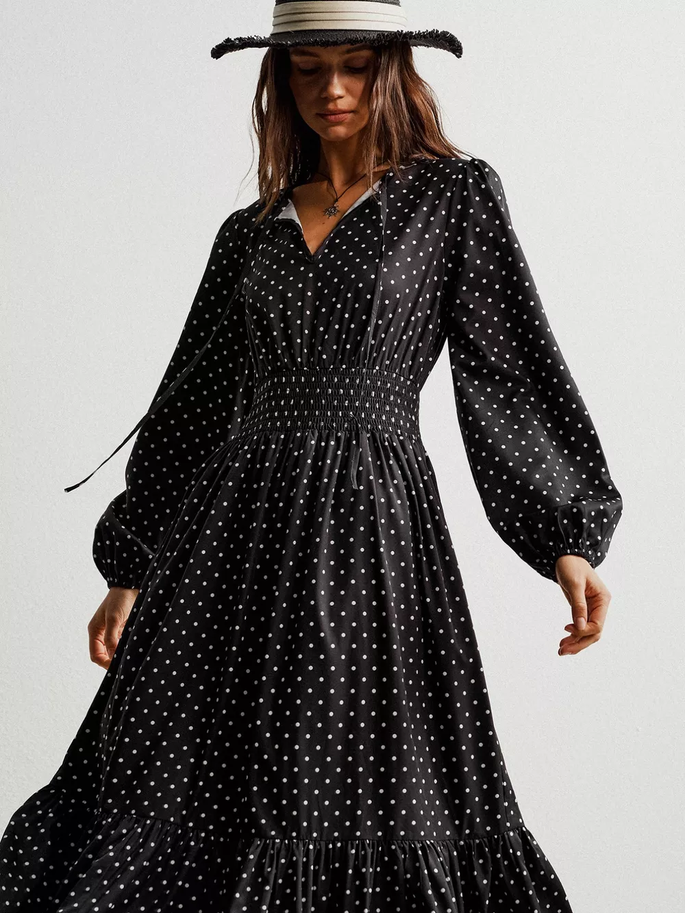 Polka Dot Long Sleeve Maxi Dress, image 8