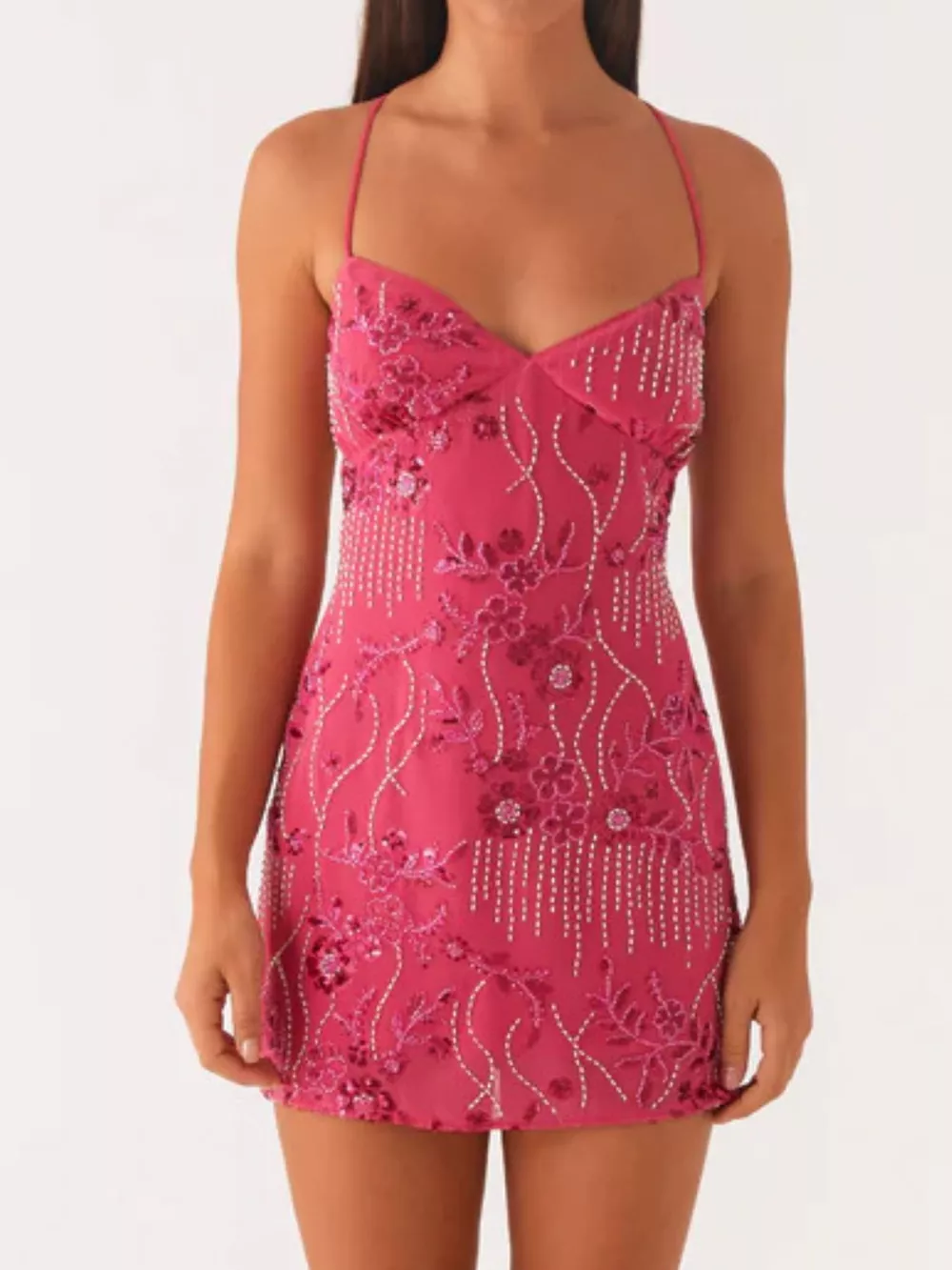 Beaded Floral Mini Dress, image 15