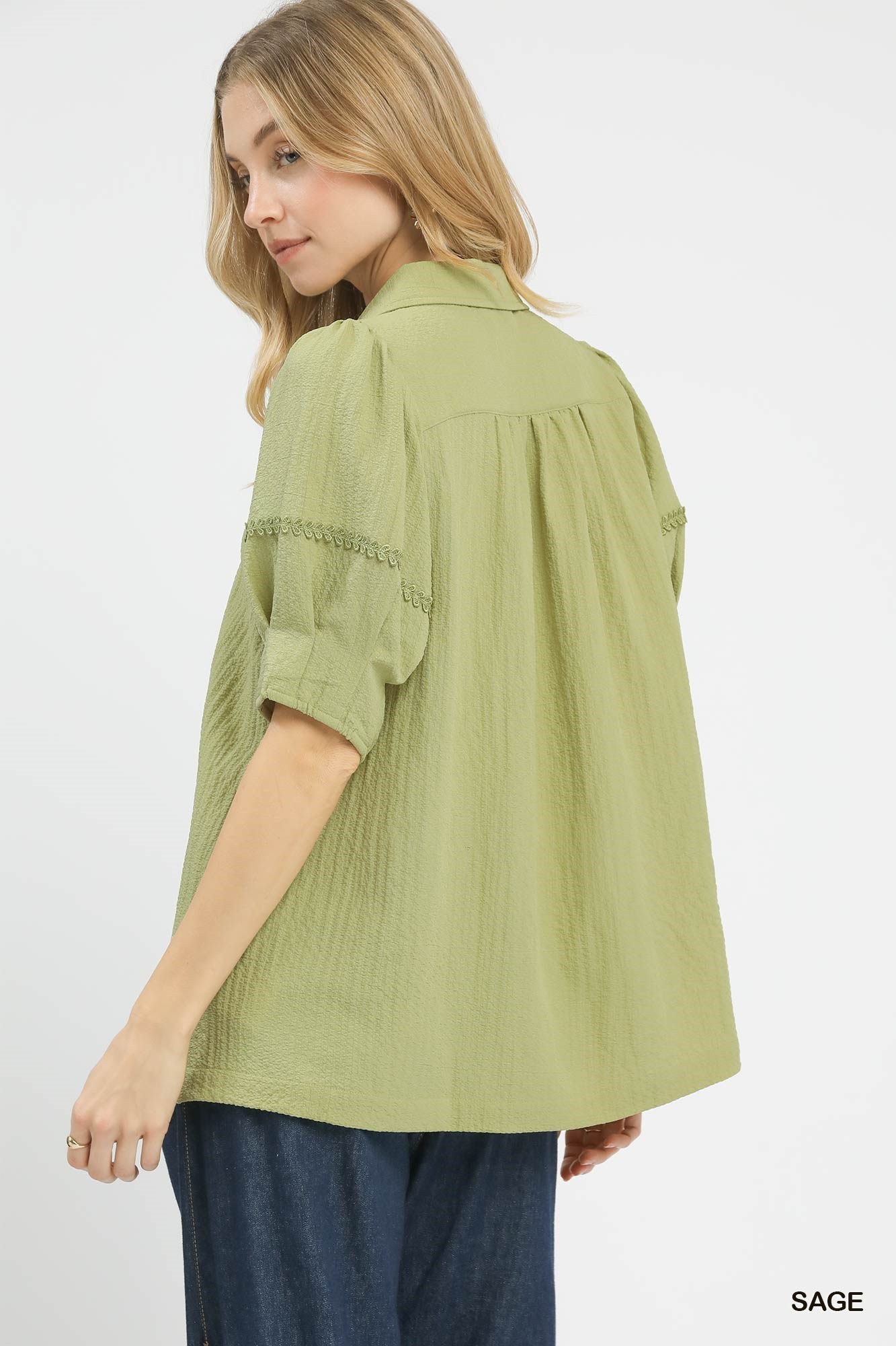 Textured Puff Sleeve Top, image 3