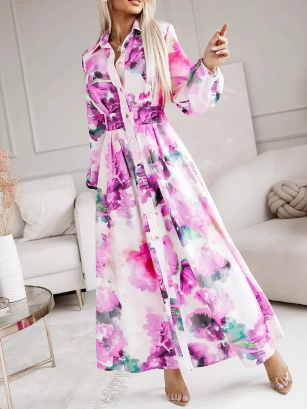 Long Sleeve Maxi Shirt Dress, image 11