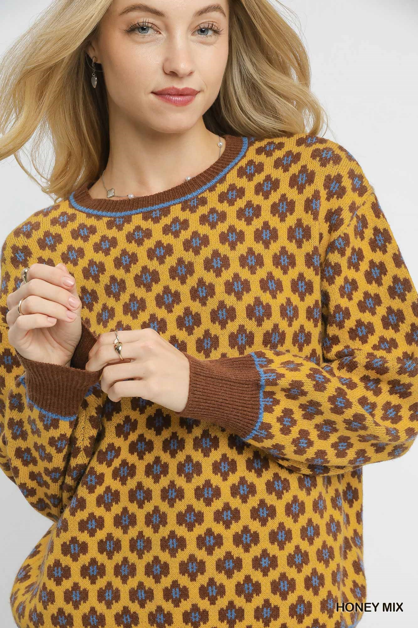 Abstract Print Crew Neck Sweater, image 6