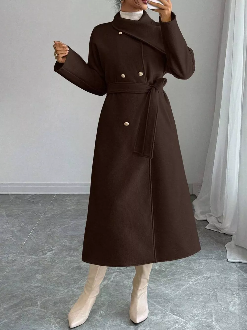 Double-Breasted Longline Coat, image 4