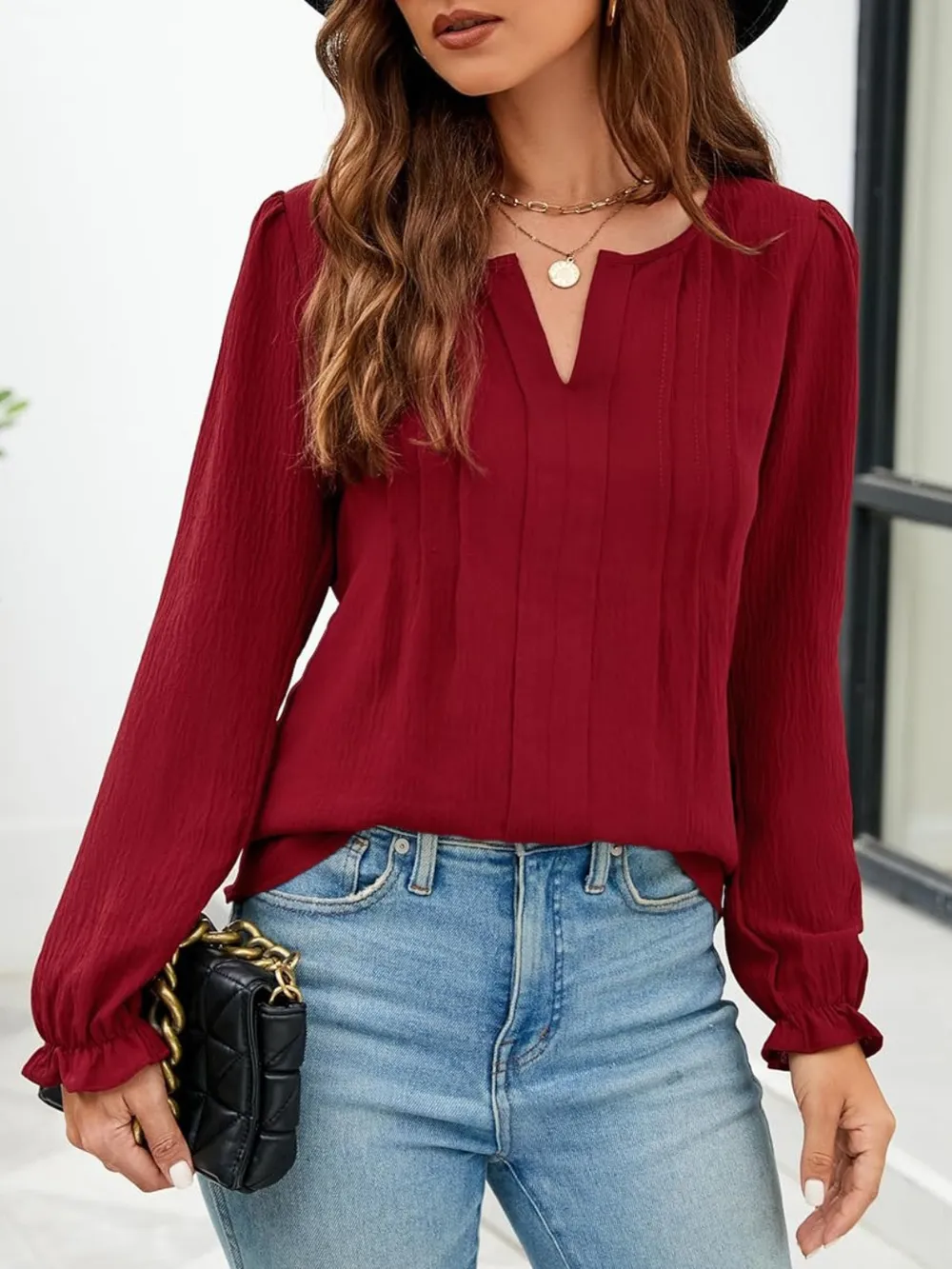 Notched Flounce Sleeve Blouse, image 10