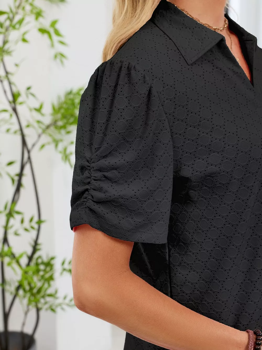 Eyelet Short Sleeve Blouse, image 15