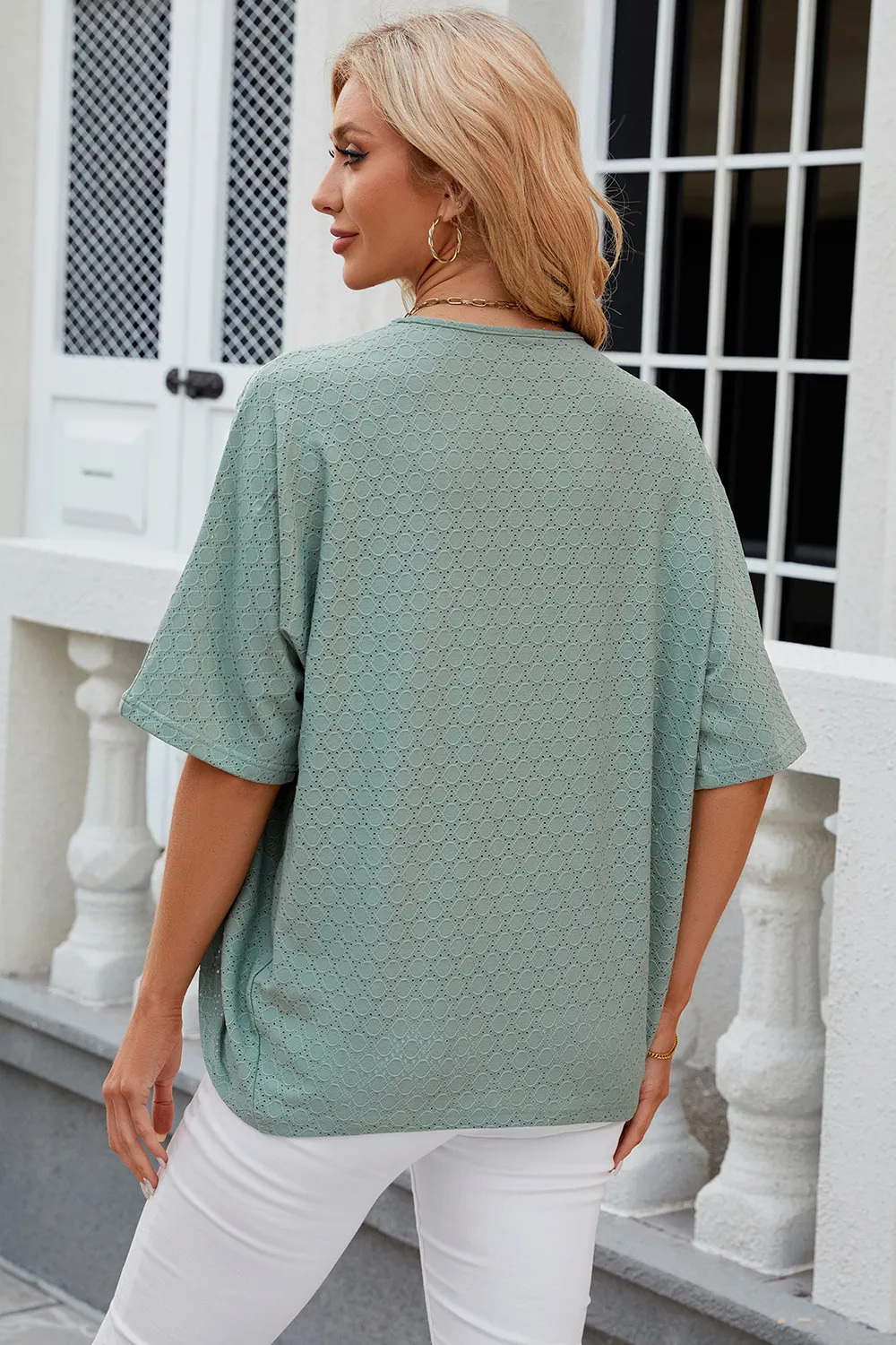 Eyelet Open Front Half Sleeve Cardigan, image 21
