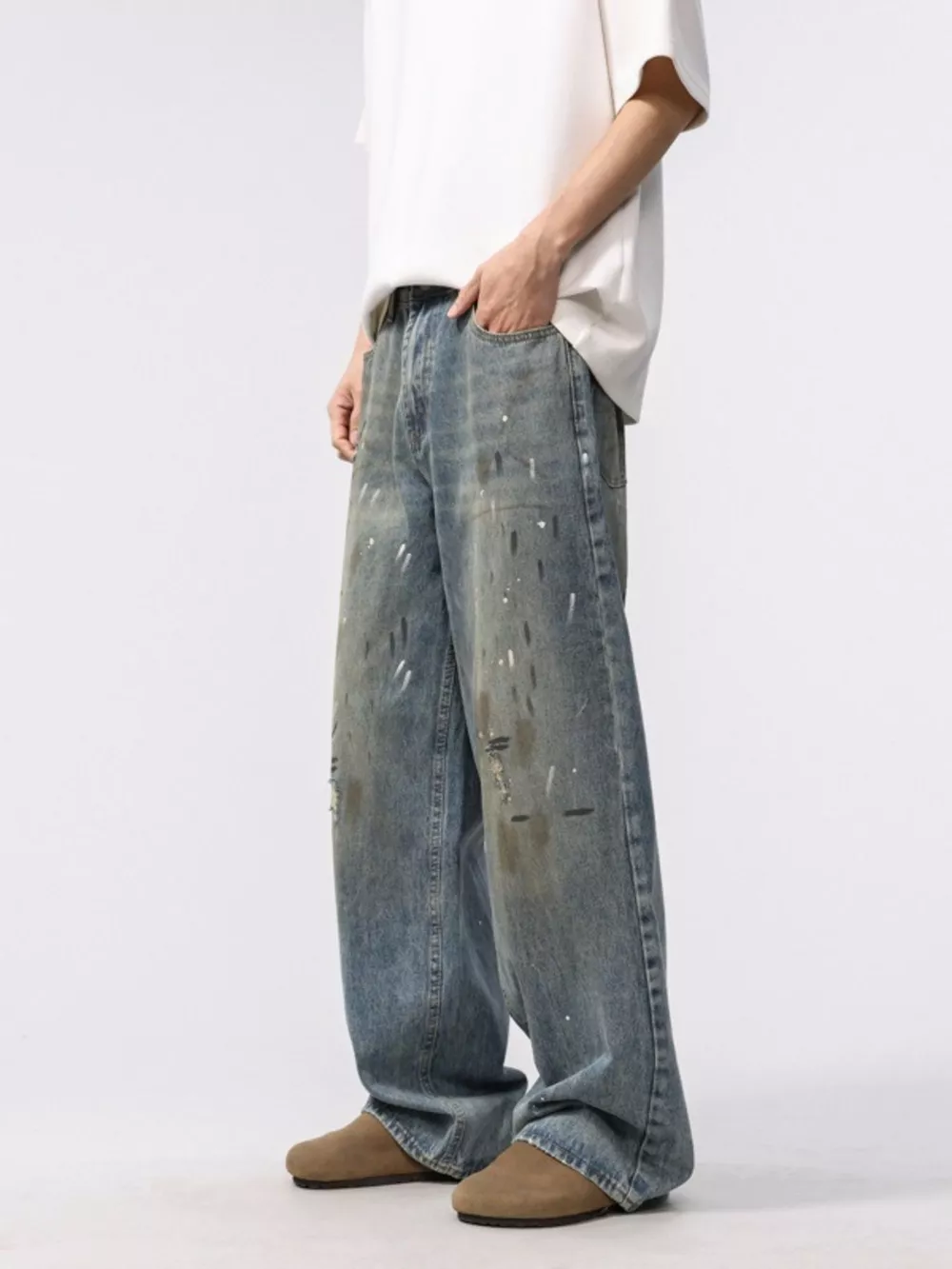 Men's Washed Loose Fit Jeans, image 5