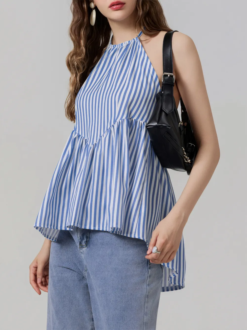 Striped Halter Neck Cami, image 4