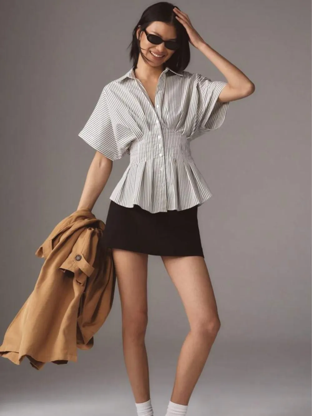 Striped Short Sleeve Button-Up Shirt, image 15