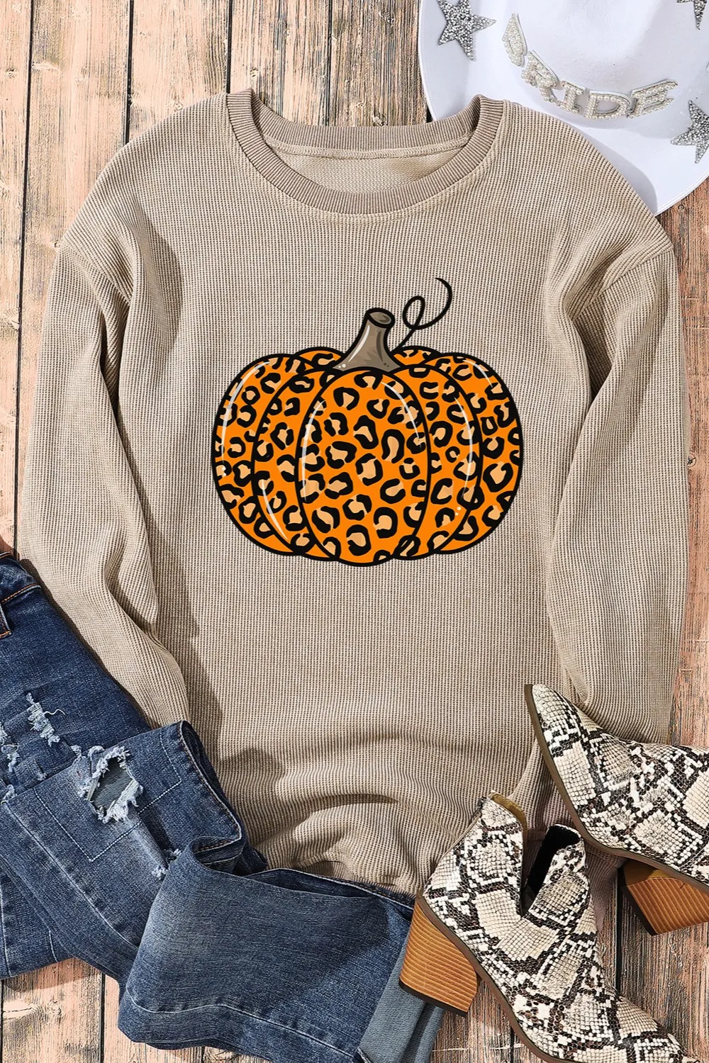 Pumpkin Round Neck Long Sleeve Sweatshirt, image 2