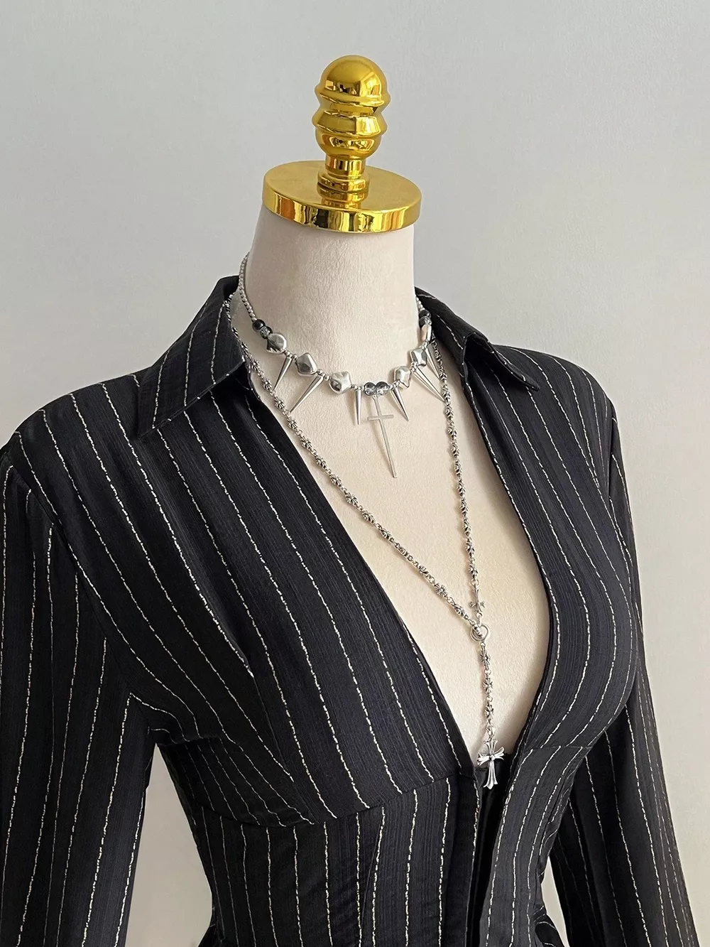 Striped Long Sleeve Fitted Blouse, image 9