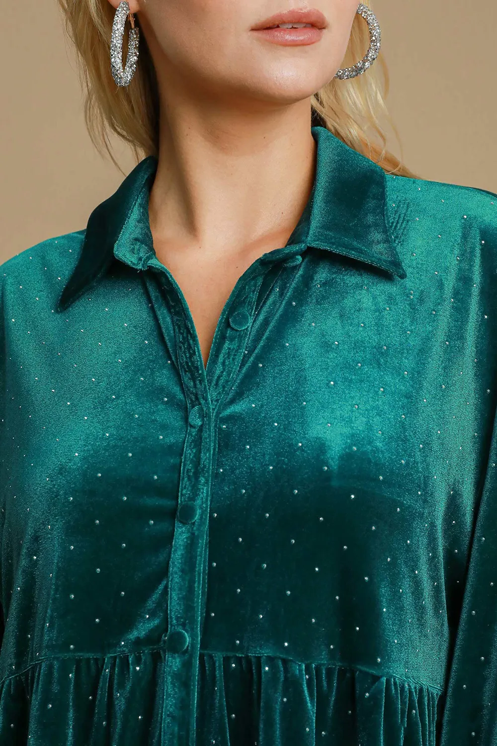 Full Size Polka Dot Collared Neck Button Up Shirt, image 5
