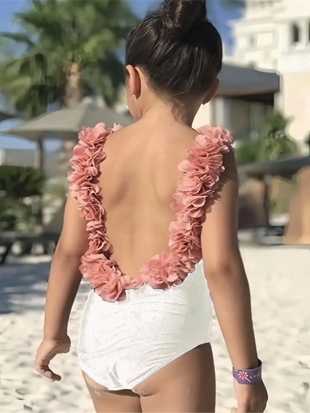 Backless Petal Strap Parent-Child Swimsuit, image 14