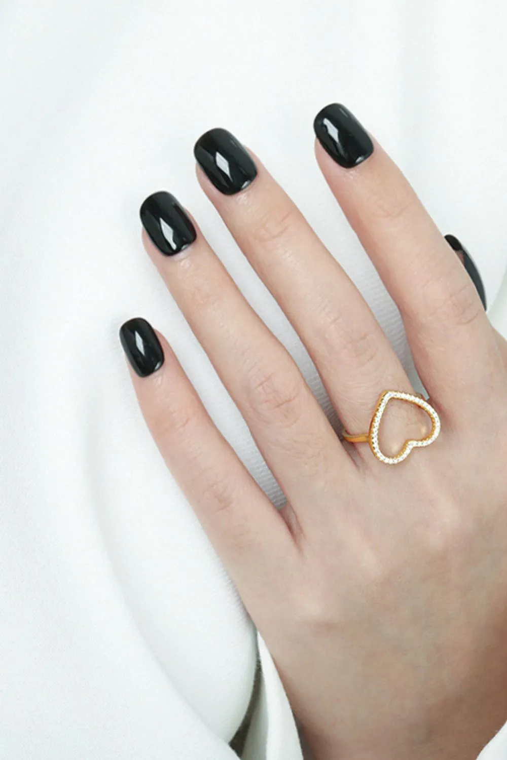 925 Sterling Silver Inlaid Zircon Heart Ring, image 5