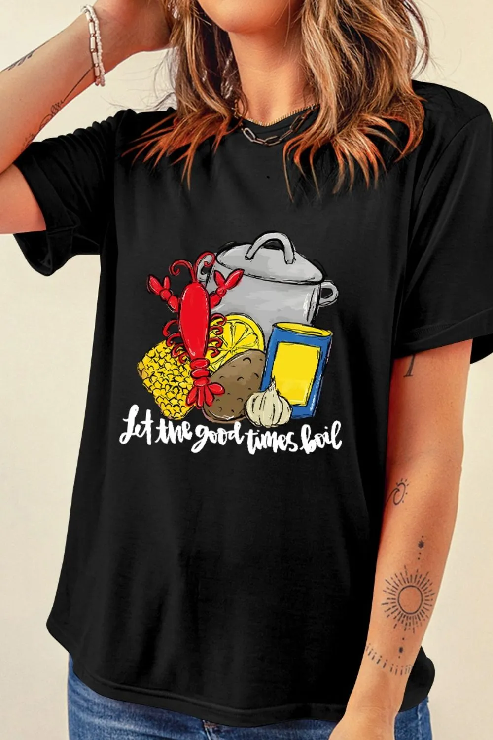 Graphic Round Neck Short Sleeve T-Shirt, image 8