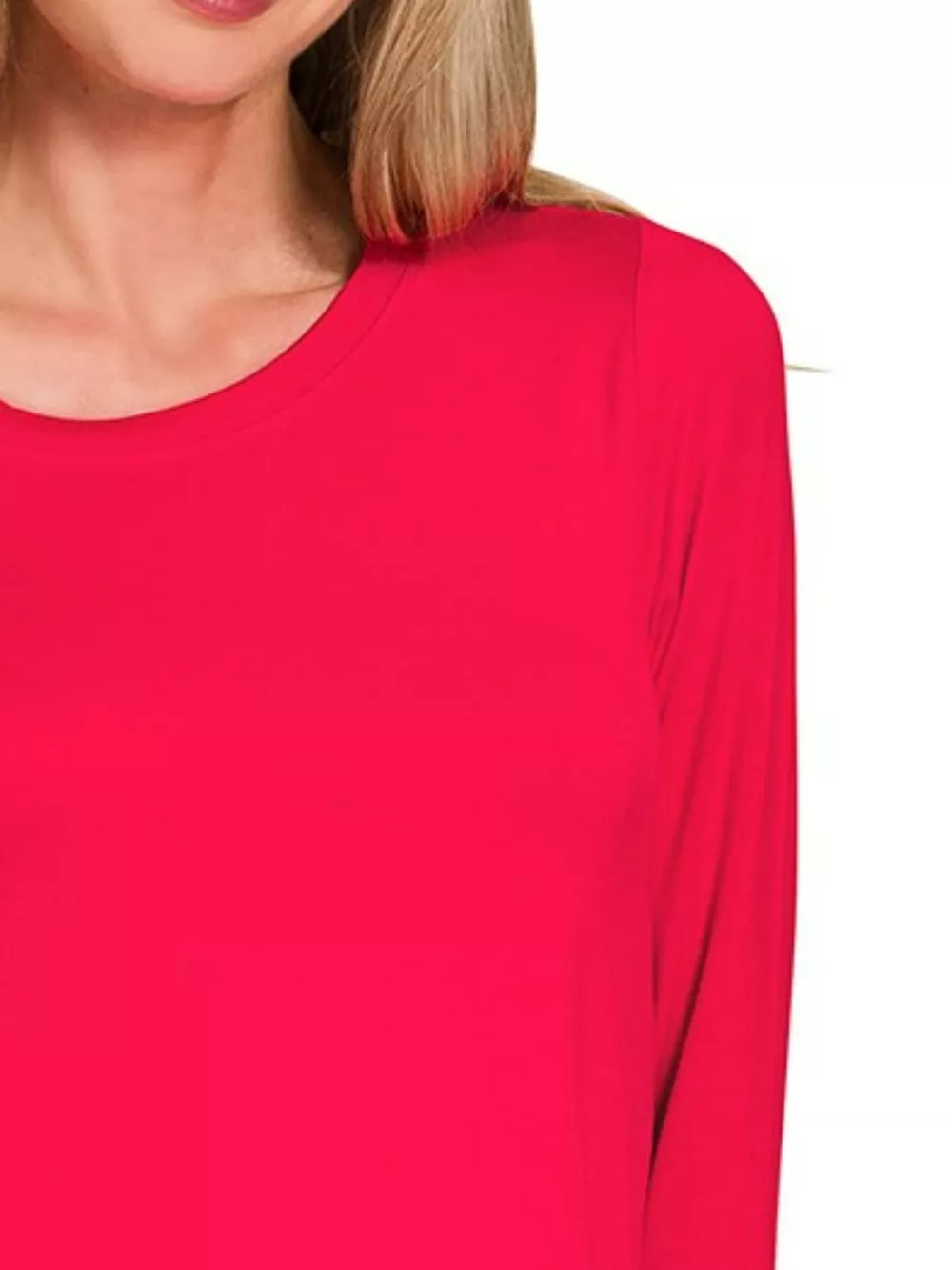 Flowy Round Hem Rayon Long Sleeve Top, image 2