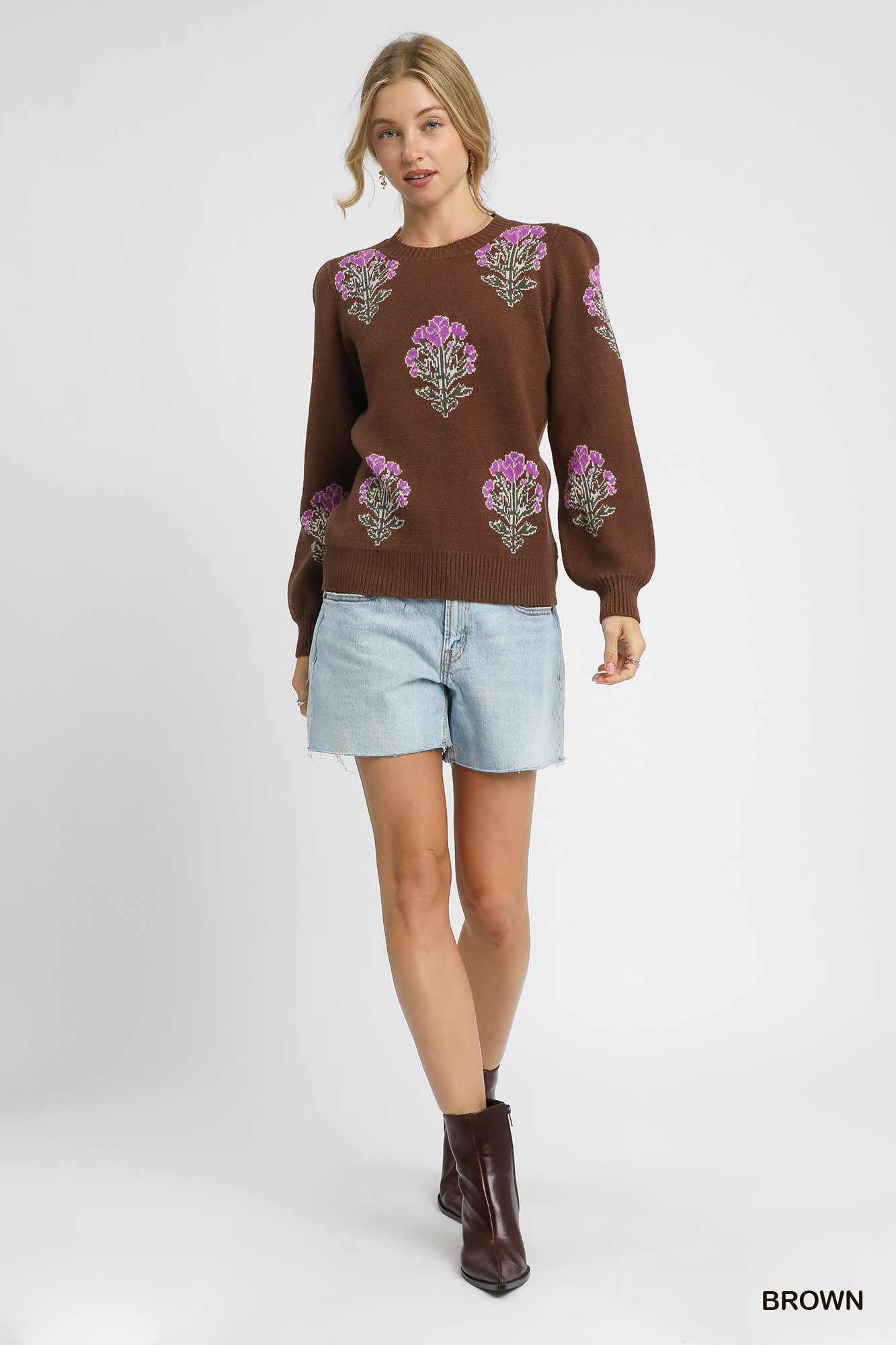Single Flower Stem Jacquard Sweater, image 4