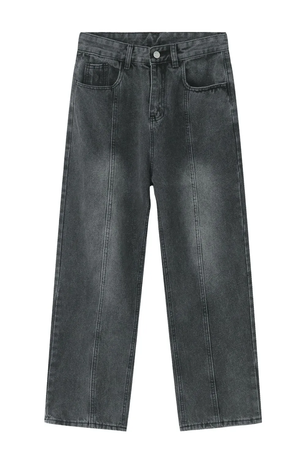 Men's Washed Splicing Straight Leg Jeans, image 5
