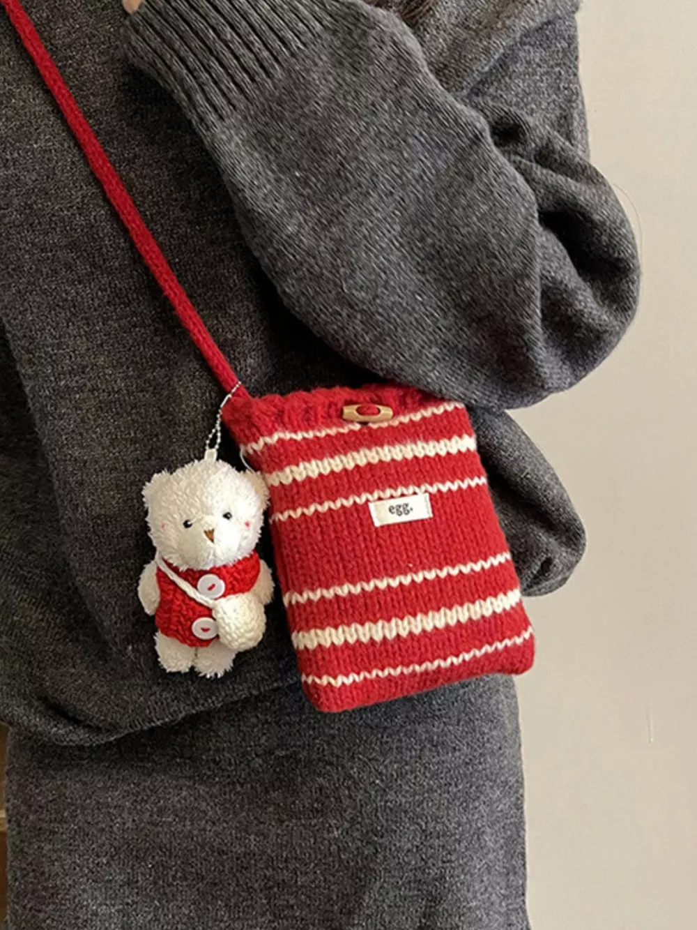 Knitted Striped Crossbody Bag, image 2