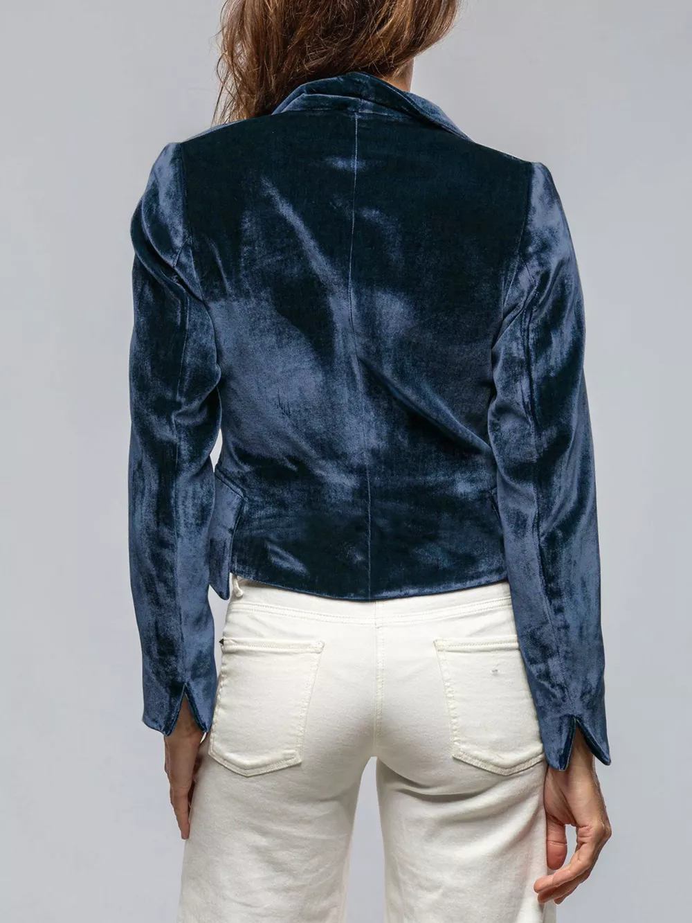 Velvet Lapel Collar One Button Blazer, image 14