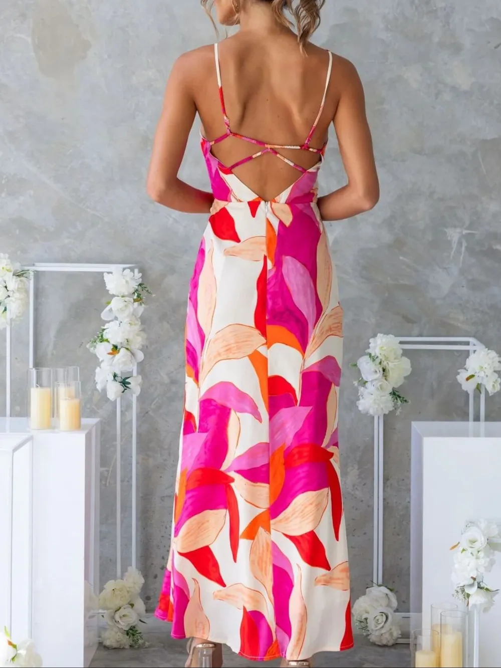 Printed Backless Sleeveless Maxi Dress, image 9